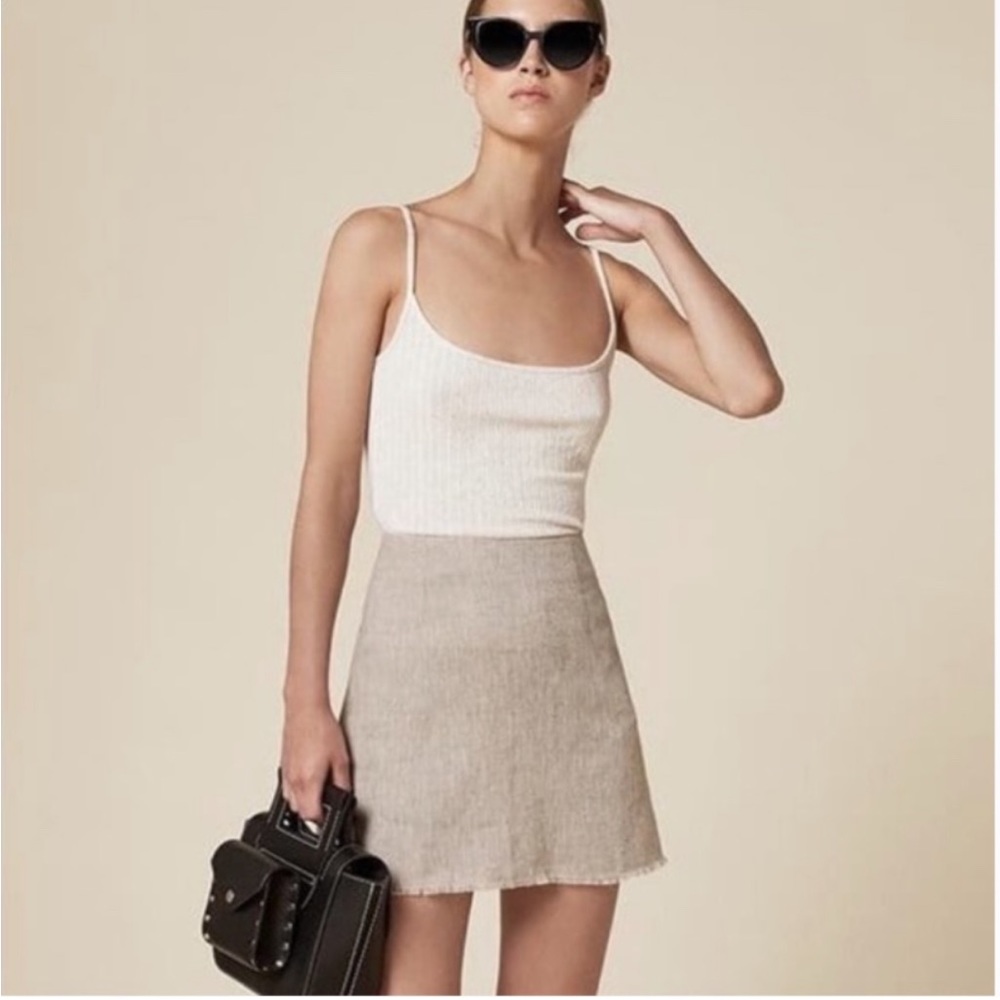 Reformation Beige Mini Skirt